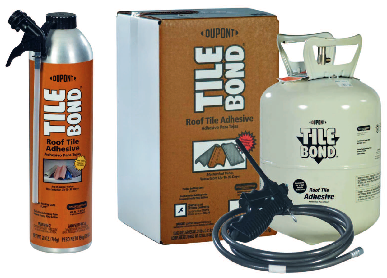 A picture of some tile bond products.
